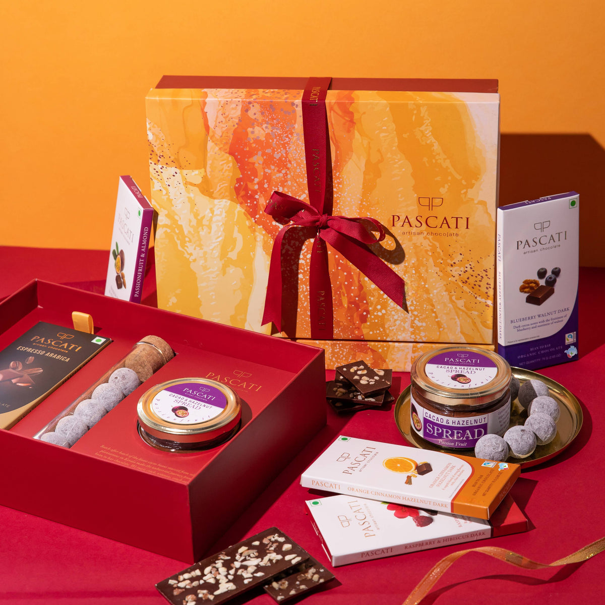 Pascati Grande gift hamper 490g — premium organic Fairtrade chocolate gift box India corporate Diwali