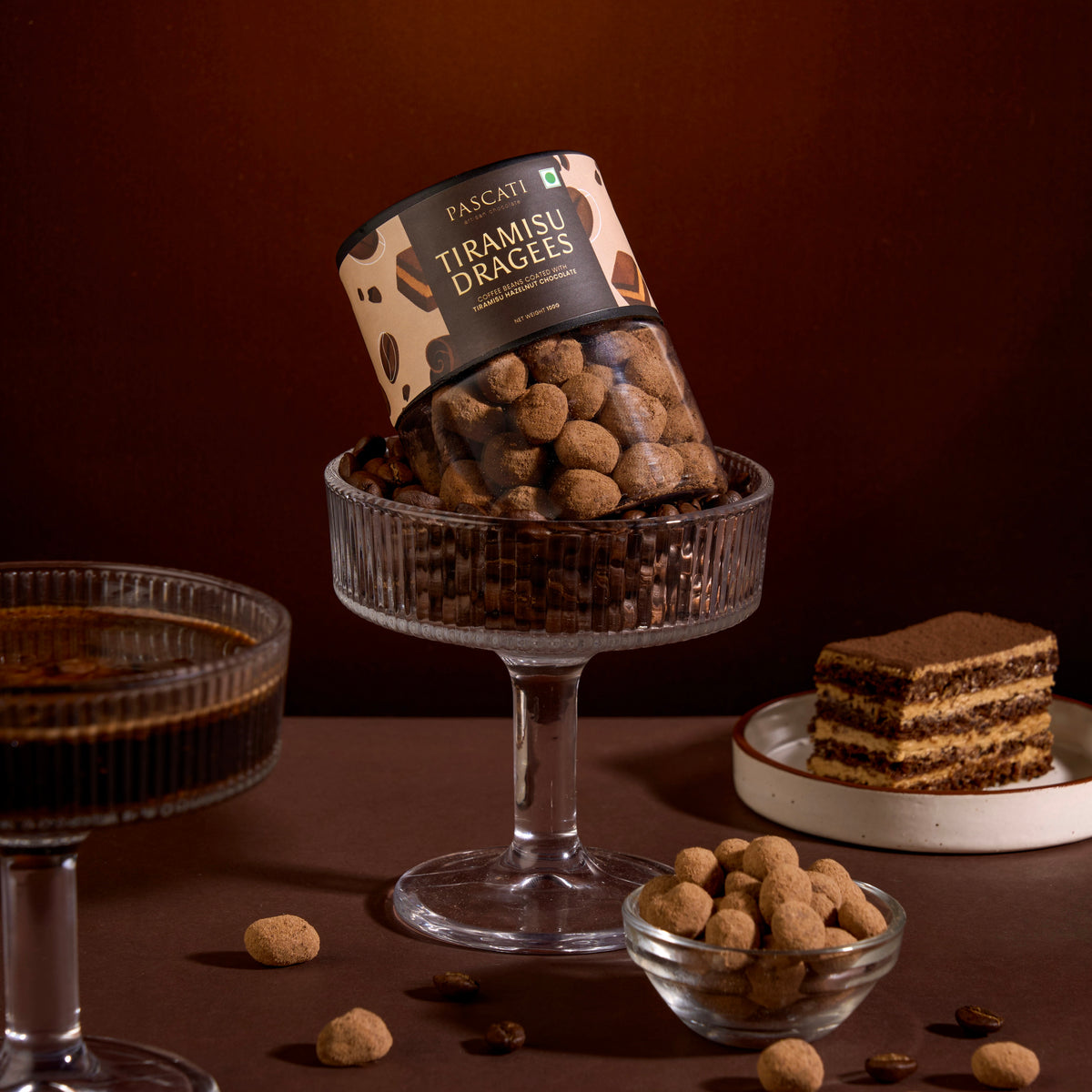 Pascati tiramisu espresso dragees — hazelnut chocolate artisan snack India