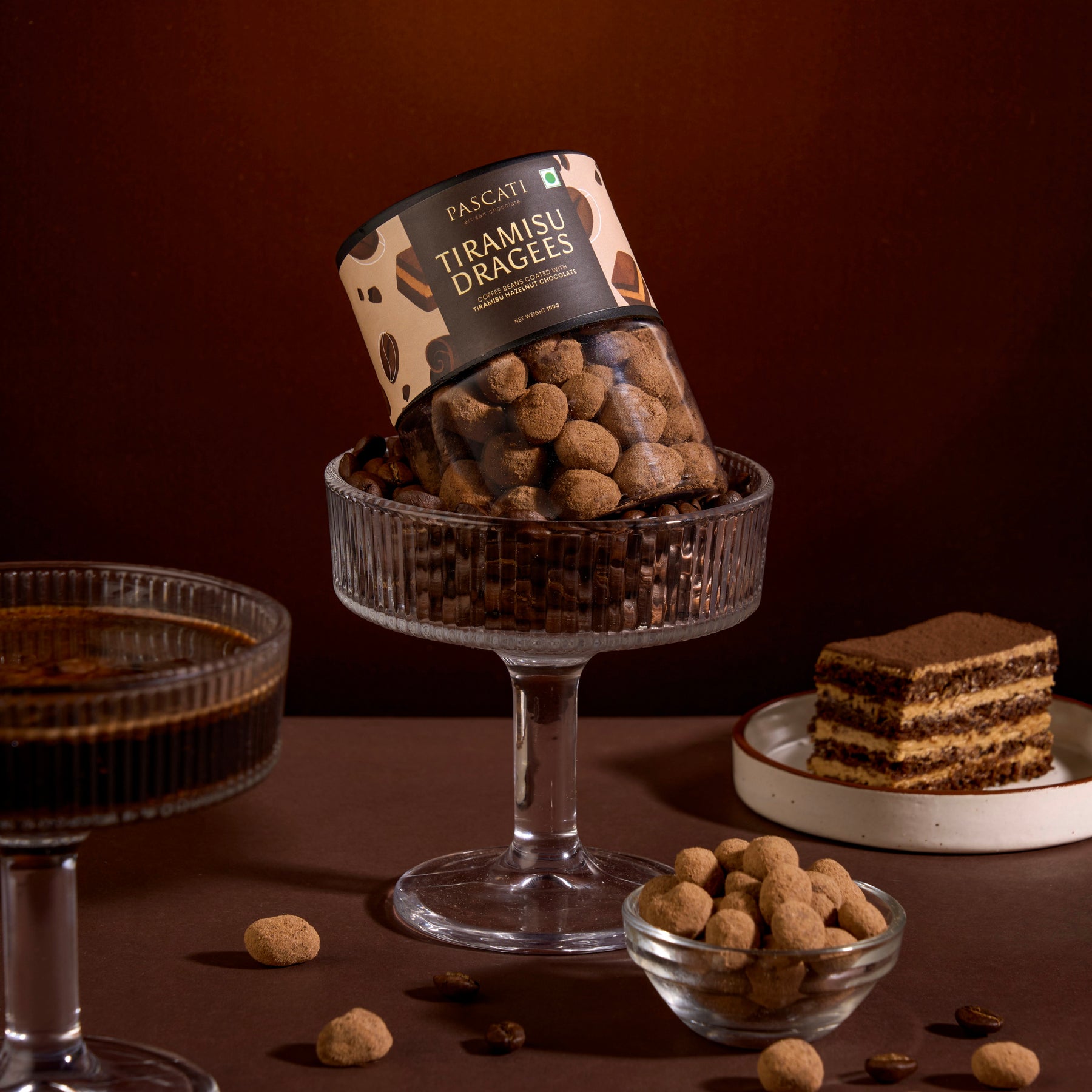 Pascati tiramisu espresso dragees — hazelnut chocolate artisan snack India