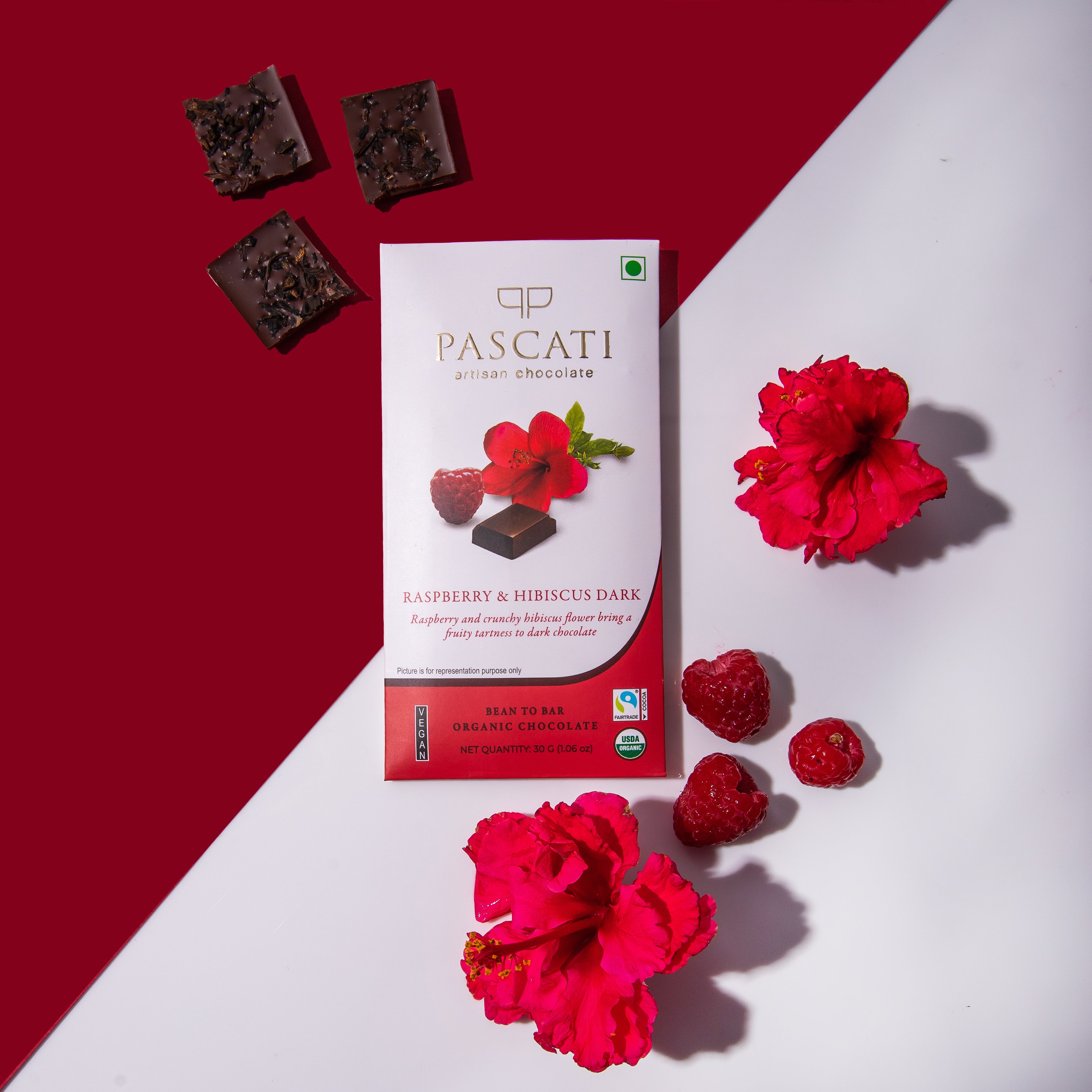 Organic & Vegan Chocolate Raspberry Hibiscus, 30g
